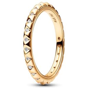 PANDORA ME Pyramids studded 14k gold-plated ring with clear cubic zirconia, 52 PANDORA ME Pyramids studded 14k gold-plated ring with clear cubic zirconia, 52