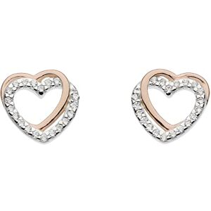 Dew Sterling Silver with 14ct Rose Gold Plate and Cubic Zirconia Entwined Heart Stud Earrings 3706RCZ