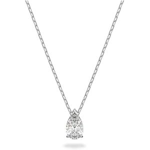 Swarovski Attract Adjustable Necklace, Precision Cut White Crystal, Rhodium Plated with Crystal Emblazened Logo Appendage from the Attract Collection for Women Swarovski Attract Adjustable Necklace, Precision Cut White Crystal, Rhodium Plated with Crystal Emblazened Logo Appendage from the Attract Collection for Women