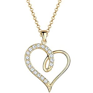 Elli Necklace Women Heart Cut-Out Pendant Symbol Love Elegant with Crystals in 925 Sterling Silver Elli Necklace Women Heart Cut-Out Pendant Symbol Love Elegant with Crystals in 925 Sterling Silver