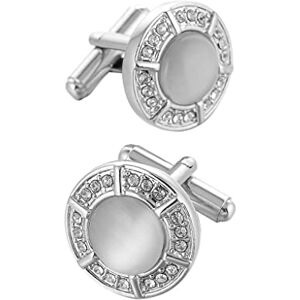 Temkin White Round Diamond French Cufflinks Opal Men's Shirt Cuff Nail Buttons