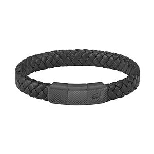 Lacoste Men's ROKEL Collection Leather Bracelet Black 2040285 Lacoste Men's ROKEL Collection Leather Bracelet Black 2040285