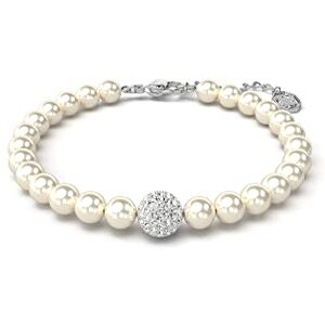 Swarovski Remix Bracelet, Crystal Pearls and White Pavé Crystals on a Rhodium Plated Chain, from the Remix Collection Swarovski Remix Bracelet, Crystal Pearls and White Pavé Crystals on a Rhodium Plated Chain, from the Remix Collection