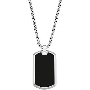 s.Oliver chain with pendant stainless steel men's necklace, with agate, 60 cm, silver, Comes in jewelry gift box, 2028415 s.Oliver chain with pendant stainless steel men's necklace, with agate, 60 cm, silver, Comes in jewelry gift box, 2028415