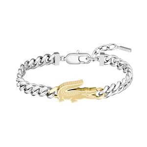 Lacoste Men's ARTHOR Collection Chain Bracelet in Two-Tone Stainless Steel with a Crocodile-Shaped Charm 2040552 Lacoste Men's ARTHOR Collection Chain Bracelet in Two-Tone Stainless Steel with a Crocodile-Shaped Charm 2040552