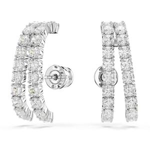 Swarovski Matrix Pierced Ear Cuffs, Double Bands of Clear Round-Cut Crystals in a Rhodium-Finished Setting, Part of the Matrix Collection Swarovski Matrix Pierced Ear Cuffs, Double Bands of Clear Round-Cut Crystals in a Rhodium-Finished Setting, Part of the Matrix Collection