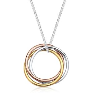 Elli Women's 925 Sterling Silver Gold plated Rose Gold Trio Circle of Life Pendant Necklace 45cm length Elli Women's 925 Sterling Silver Gold plated Rose Gold Trio Circle of Life Pendant Necklace 45cm length
