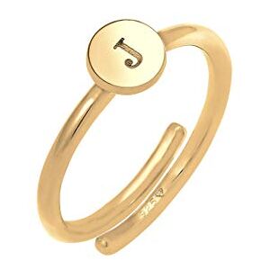 Elli Ring Women Letter J Basic Minimal Ajustable In 925 Sterling Silver Gold-Plated Elli Ring Women Letter J Basic Minimal Ajustable In 925 Sterling Silver Gold-Plated