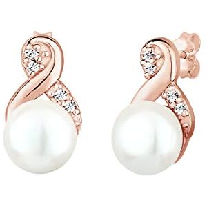 Elli Earrings infinity Crystals Freshwaterpearl 925 Sterling Silver Rose Gold Plated Elli Earrings infinity Crystals Freshwaterpearl 925 Sterling Silver Rose Gold Plated