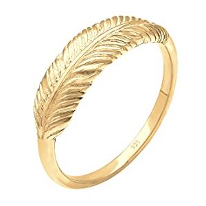 Elli Women's 925 Sterling Silver Gold Plated Feather Wing Boho Trend Ring, Size P Elli Women's 925 Sterling Silver Gold Plated Feather Wing Boho Trend Ring, Size P