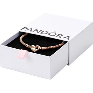 PANDORA Moments Studded chain 14k rose gold-plated bracelet with heart clasp, 16 PANDORA Moments Studded chain 14k rose gold-plated bracelet with heart clasp, 16