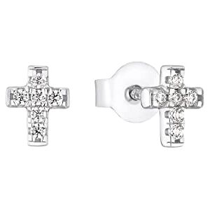 s.Oliver stud earrings 925 Sterling silver girls' children's earrings, with zirconia synth., 0.6 cm, silver, cross, comes in jewelry gift box s.Oliver stud earrings 925 Sterling silver girls' children's earrings, with zirconia synth., 0.6 cm, silver, cross, comes in jewelry gift box