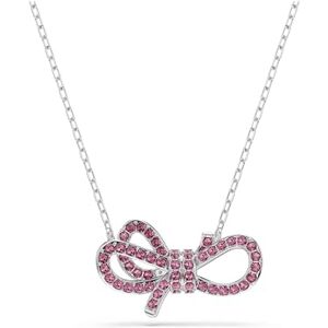 Swarovski Lifelong Bow Pendant Necklace, Pink Crystal Pavé with Bow Motif in a Rhodium-Finished Setting, Part of the Lifelong Bow Collection Swarovski Lifelong Bow Pendant Necklace, Pink Crystal Pavé with Bow Motif in a Rhodium-Finished Setting, Part of the Lifelong Bow Collection