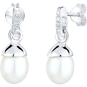 DIAMORE Elli DIAMONDS Earrings Women Precious Freshwater Cultured Pearl Diamond (0.03 ct.) 925 Sterling Silver DIAMORE Elli DIAMONDS Earrings Women Precious Freshwater Cultured Pearl Diamond (0.03 ct.) 925 Sterling Silver