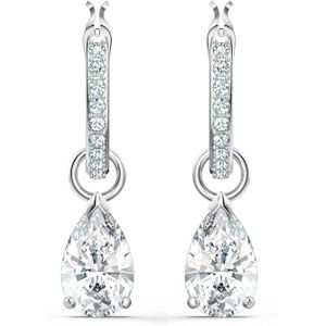 Swarovski Attract drop earrings, Pear cut, White, Rhodium plated Swarovski Attract drop earrings, Pear cut, White, Rhodium plated