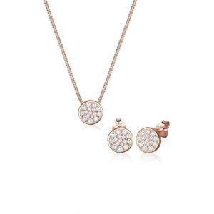 Elli Women's 925 Sterling Silver Rose Gold Plated Xilion Cut White Zircon Pendant Necklace of Length 45 cm with Stud Earrings Elli Women's 925 Sterling Silver Rose Gold Plated Xilion Cut White Zircon Pendant Necklace of Length 45 cm with Stud Earrings