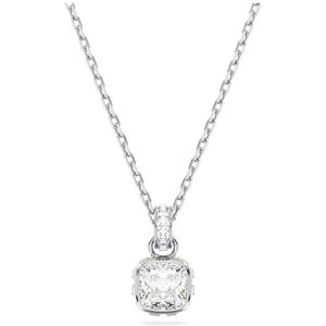 Swarovski Birthstone pendant, Square cut, April, White, Rhodium plated Swarovski Birthstone pendant, Square cut, April, White, Rhodium plated