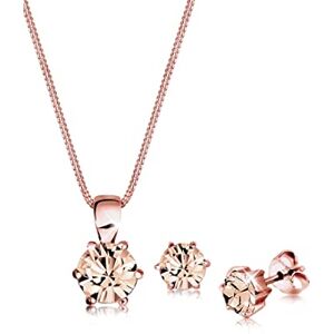 Elli Jewelry Set Classic with Crystals in 925 Sterling Silver Rose Gold Plated Elli Jewelry Set Classic with Crystals in 925 Sterling Silver Rose Gold Plated
