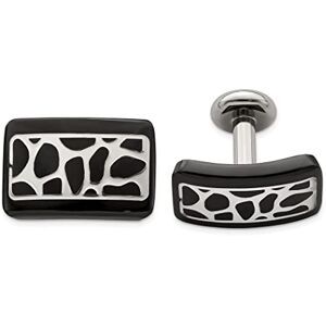 Jewelryweb Edward Mirell Black Titanium and 925 Sterling Silver Polished Cobblestone Cufflinks Jewelry Gifts for Men