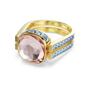 Swarovski Chroma ring, Cushion cut, Multicolored, Gold-tone plated Swarovski Chroma ring, Cushion cut, Multicolored, Gold-tone plated