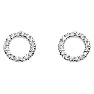 Dew Sterling Silver and Cubic Zirconia Open Circle Stud Earrings 3882CZ