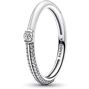 PANDORA ME Pavé & White Sterling silver ring with white enamel and clear cubic zirconia, 56 PANDORA ME Pavé & White Sterling silver ring with white enamel and clear cubic zirconia, 56