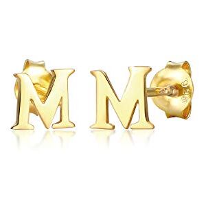 Elli Earrings Studs Letter M Initials Minimal in 925 Sterling Silver Gold Plated Elli Earrings Studs Letter M Initials Minimal in 925 Sterling Silver Gold Plated