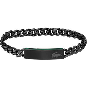 Lacoste Men's BASELINE Collection Chain Bracelet in Black Stainless Steel with an Engraved Plaque 2040082 Lacoste Men's BASELINE Collection Chain Bracelet in Black Stainless Steel with an Engraved Plaque 2040082