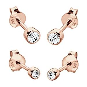 Elli Earrings Basic Studs with Crystals in 925 Sterling Silver Rose Gold Plated Elli Earrings Basic Studs with Crystals in 925 Sterling Silver Rose Gold Plated