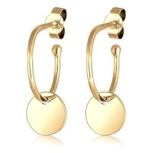 Elli Women Earring Circle Pendant Hoops Gold-Plated 925 Sterling Silver Earrings Elli Women Earring Circle Pendant Hoops Gold-Plated 925 Sterling Silver Earrings