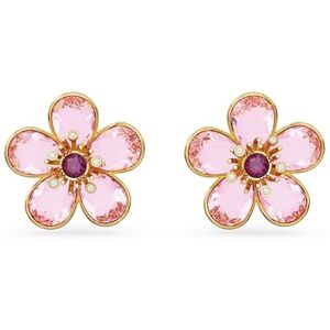 Swarovski Florere stud earrings, Flower, Pink, Gold-tone plated Swarovski Florere stud earrings, Flower, Pink, Gold-tone plated