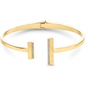 Calvin Klein Women's MINIMAL LINEAR Collection Open Bangle Bracelet in Yellow Gold Embellished with Crystals 35000161 Calvin Klein Women's MINIMAL LINEAR Collection Open Bangle Bracelet in Yellow Gold Embellished with Crystals 35000161