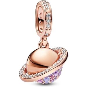PANDORA Moments Planet Saturn Charm with Rose Gold Plated Alloy Metal for Moments and Me Braccialetti, Lila, Sterling Silver, Zirconia, Lila, Sterling Silver, Cubic PANDORA Moments Planet Saturn Charm with Rose Gold Plated Alloy Metal for Moments and Me Braccialetti, Lila, Sterling Silver, Zirconia, Lila, Sterling Silver, Cubic