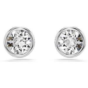 Swarovski Imber Pierced Stud Earrings, Centre Clear Round-Cut Crystals in a Rhodium Finished Puffy Bezel Setting, Part of the Imber Collection Swarovski Imber Pierced Stud Earrings, Centre Clear Round-Cut Crystals in a Rhodium Finished Puffy Bezel Setting, Part of the Imber Collection