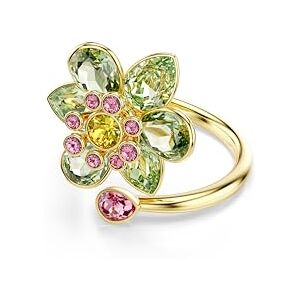 Swarovski Idyllia open ring, Mixed cuts, Flower, Green, Gold-tone plated Swarovski Idyllia open ring, Mixed cuts, Flower, Green, Gold-tone plated