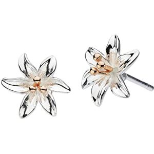 Dew Sterling Silver and Rose Gold Plate Tiger Lily Flower Stud Earrings 4083RG