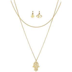 Elli Women's 925 Sterling Silver Xilion Cut Crystal Nazra Eye Hamsa Hand Om Pendant Necklace Length of 45 cm Elli Women's 925 Sterling Silver Xilion Cut Crystal Nazra Eye Hamsa Hand Om Pendant Necklace Length of 45 cm