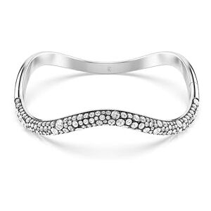 Swarovski Sublima Bangle Bracelet, Clear Round-Cut Crystals in a Rhodium-Finished Setting, Size M, Part of the Sublima Collection Swarovski Sublima Bangle Bracelet, Clear Round-Cut Crystals in a Rhodium-Finished Setting, Size M, Part of the Sublima Collection