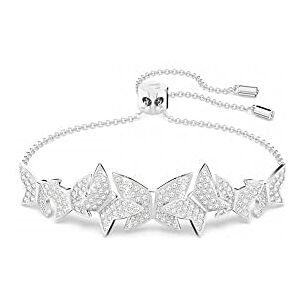 Swarovski Lilia Adjustable Soft Bangle, Butterfly Design with Pavé Crystals in a Rhodium Plated Setting, from the Lilia Collection Swarovski Lilia Adjustable Soft Bangle, Butterfly Design with Pavé Crystals in a Rhodium Plated Setting, from the Lilia Collection