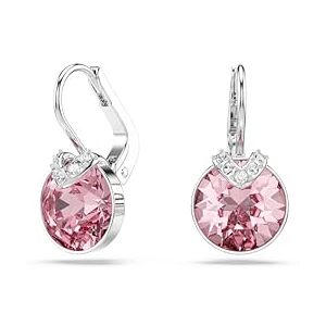 Swarovski Bella V Drop Earrings, Pink Round-Cut Crystals in a Rhodium-Finished Setting, Part of the Bella Collection Swarovski Bella V Drop Earrings, Pink Round-Cut Crystals in a Rhodium-Finished Setting, Part of the Bella Collection