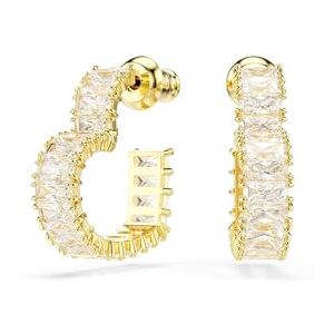 Swarovski Matrix Small Heart-Shaped Hoop Earrings, Clear Baguette-Cut Stones in a Gold-Tone Finished Setting, Part of the Matrix Collection Swarovski Matrix Small Heart-Shaped Hoop Earrings, Clear Baguette-Cut Stones in a Gold-Tone Finished Setting, Part of the Matrix Collection