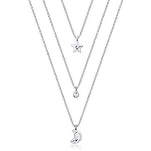 Elli Necklace Woman Layer Star Moon Astro Crystals 925 Sterling Silver Elli Necklace Woman Layer Star Moon Astro Crystals 925 Sterling Silver