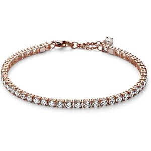 PANDORA Timeless 14k Rose gold-plated Sparkling Tennis bracelet with clear cubic zirconia, 20 PANDORA Timeless 14k Rose gold-plated Sparkling Tennis bracelet with clear cubic zirconia, 20