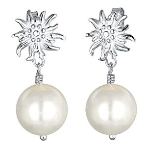 Elli Earrings Ladies Earrings Edelweiss Dirndl with shell pearl in 925 Sterling Silver Elli Earrings Ladies Earrings Edelweiss Dirndl with shell pearl in 925 Sterling Silver