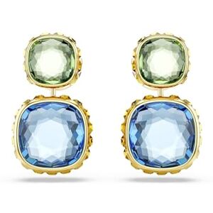 Swarovski Chroma drop earrings, Cushion cut, Multicolored, Gold-tone plated Swarovski Chroma drop earrings, Cushion cut, Multicolored, Gold-tone plated