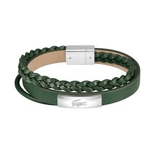 Lacoste Men's FUSION Collection Bracelet with Green Leather and Stainless Steel with an Engraved Plaque 2040319 Lacoste Men's FUSION Collection Bracelet with Green Leather and Stainless Steel with an Engraved Plaque 2040319