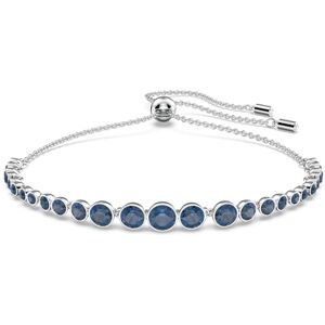 Swarovski Emily bracelet, Mixed round cuts, Blue, Rhodium plated Swarovski Emily bracelet, Mixed round cuts, Blue, Rhodium plated
