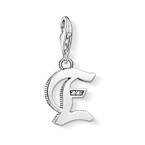 Thomas Sabo Women Charm Pendant Letter A-Z Charm Club Blackened 925 Sterling Silver, Letter E Thomas Sabo Women Charm Pendant Letter A-Z Charm Club Blackened 925 Sterling Silver, Letter E