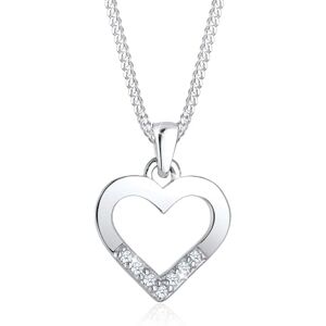 DIAMORE Elli DIAMONDS Necklace Women Heart Cut Out Pendant Love Elegant with Diamond (0.035 ct.) in 925 Sterling Silver DIAMORE Elli DIAMONDS Necklace Women Heart Cut Out Pendant Love Elegant with Diamond (0.035 ct.) in 925 Sterling Silver