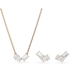 Swarovski Mesmera Jewellery Set, Pendant Necklace & Stud Earrings with Clear Mixed-Cut Crystals in a Rose Gold-Tone Finished Setting, Part of the Mesmera Collection Swarovski Mesmera Jewellery Set, Pendant Necklace & Stud Earrings with Clear Mixed-Cut Crystals in a Rose Gold-Tone Finished Setting, Part of the Mesmera Collection